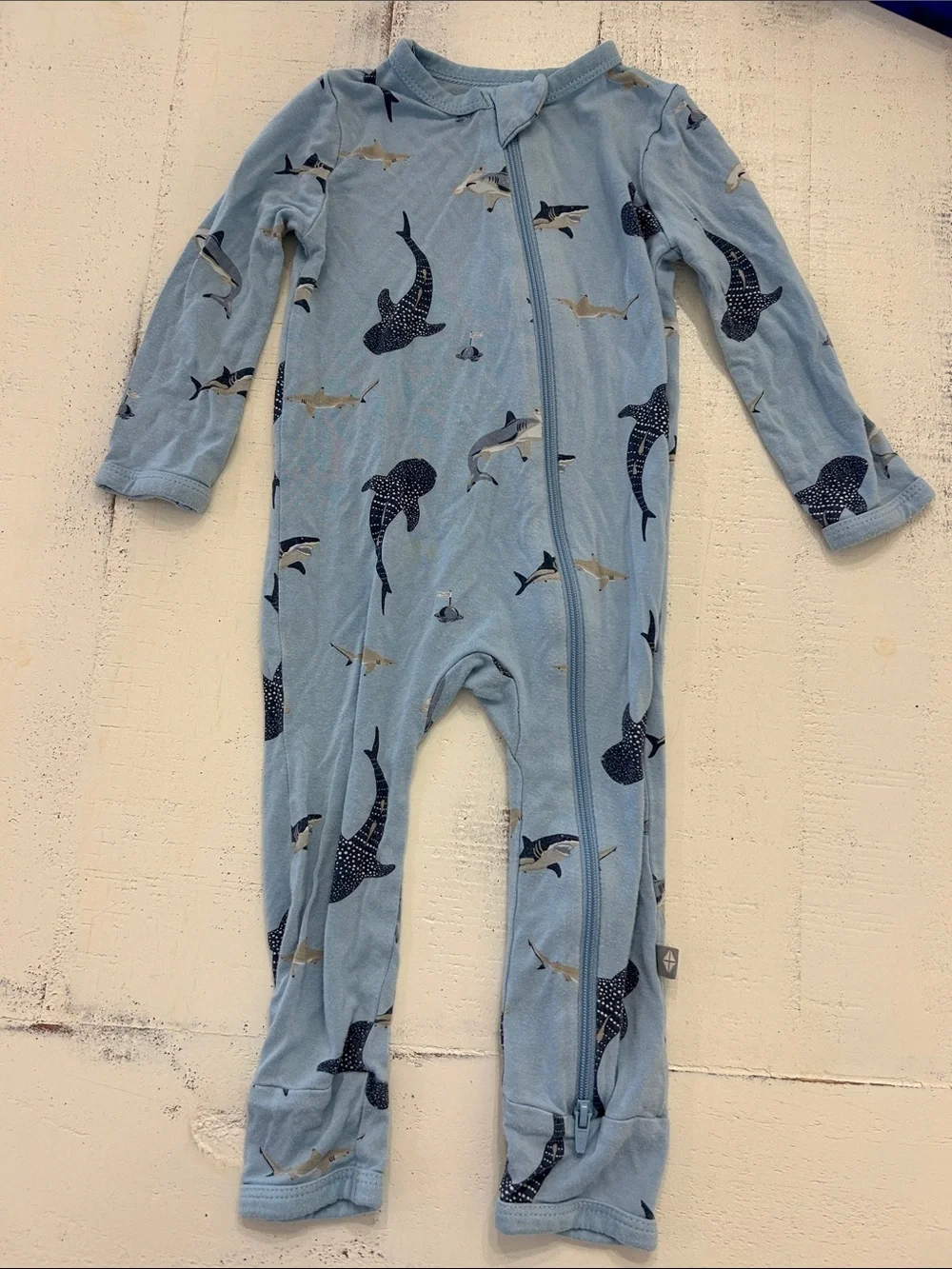 Kyte baby zipper romper in Blue Shark EUC